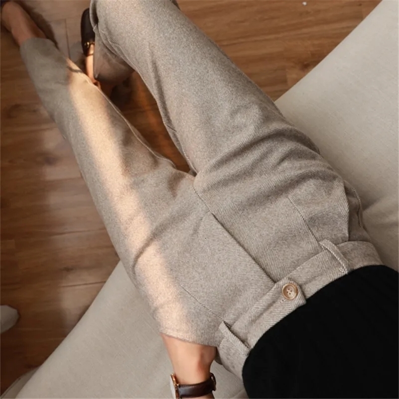 Woolen Pants Harem Pencil 2024 Autumn Winter High Waisted Casual Suit Office Lady Women Trousers y241007