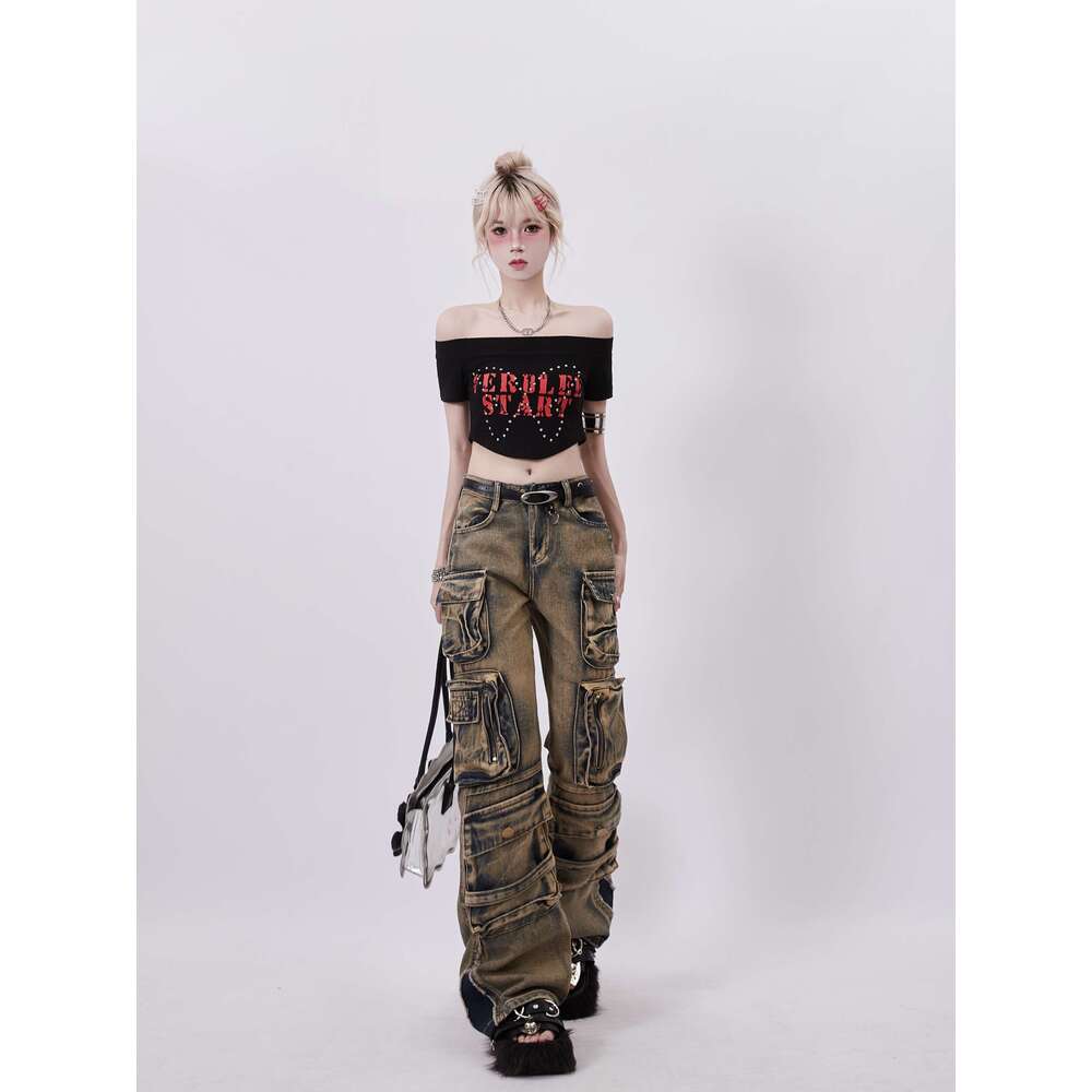 Women's Y2k Baggy Cargo Jeans Haruku Denim Trousers Aesthetic Punk Jean Pants Vintage Japanese 2000s Style Trashy Clothes 2024