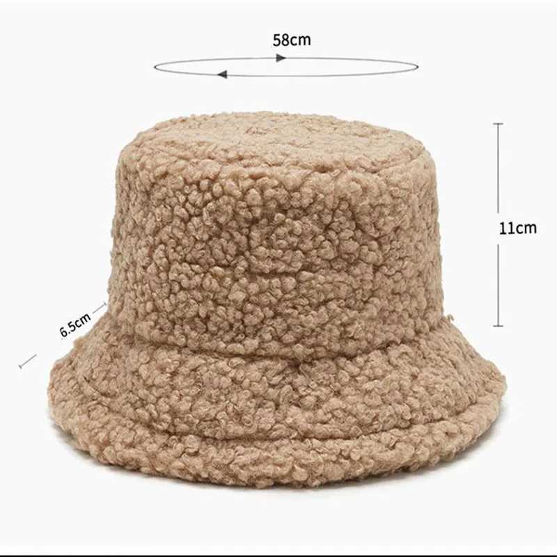 Warm bucket hat solid color autumn winter cashmere outdoor warm Panama hat Harajuku style unisex fisherman hat X241023