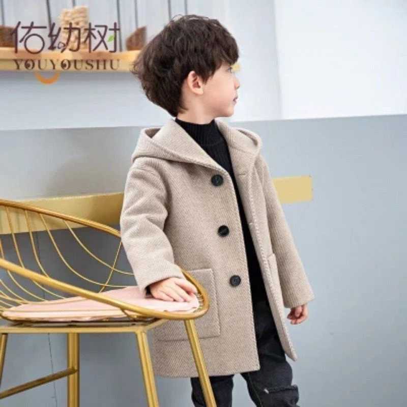 Mens wool coat jacket windproof jacket 2024 blue warm thick autumn winter cotton Christmas gift childrens clothing W241023