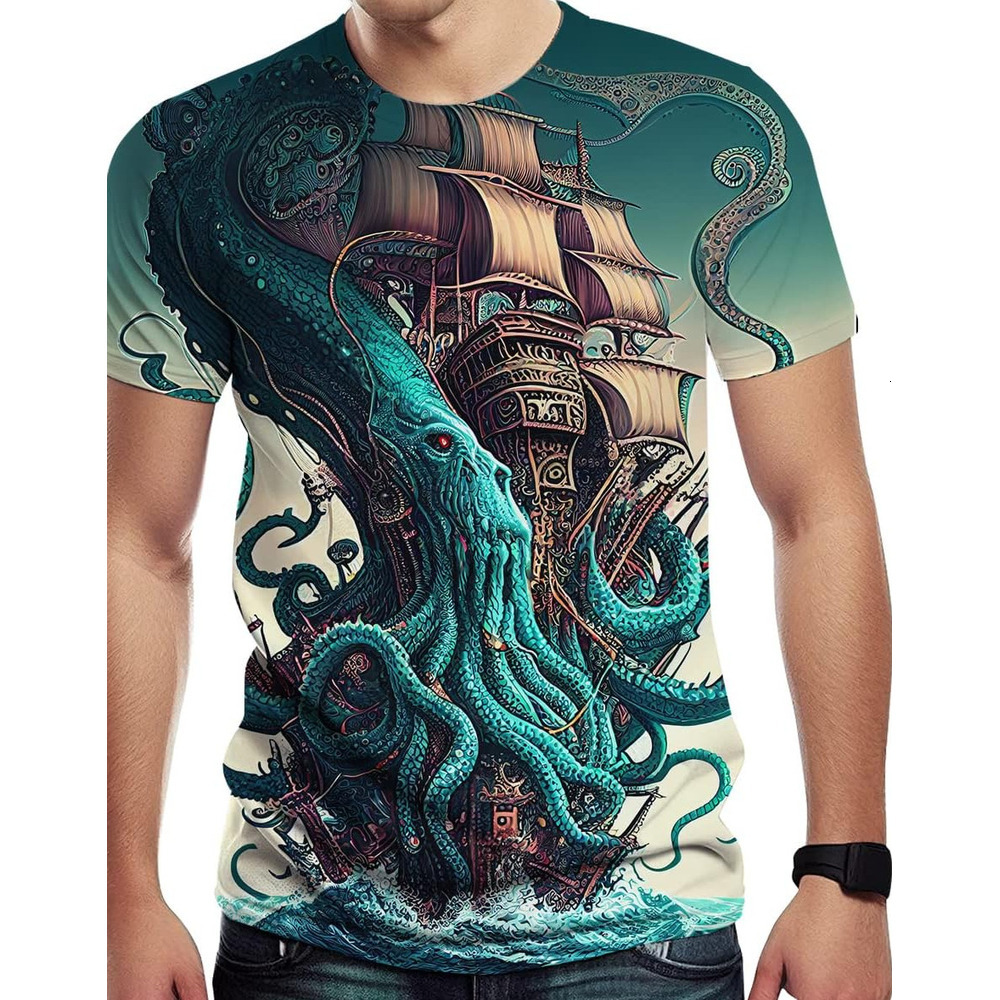 Mens T shirt Men's Octopus Graphic T Shirt 3D Graphic Cool Casual Tee Top tee Casual tops summer clothes trend