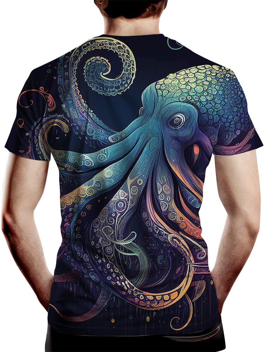 Mens T shirt Men's Octopus Graphic Creative Novelty 3D Print T Shirt tee Casual tops summer Dream fashion dazzle clothes
