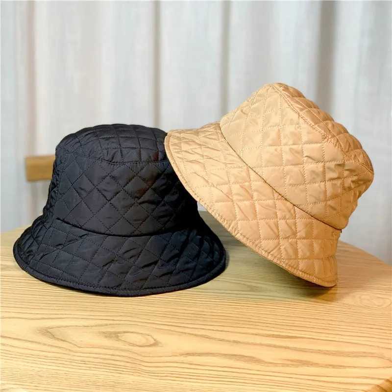 Winter warm thick flat bottomed bucket hat soft solid plush bucket hat mens warm flat topped Panama hat outdoor fishing hat X241023
