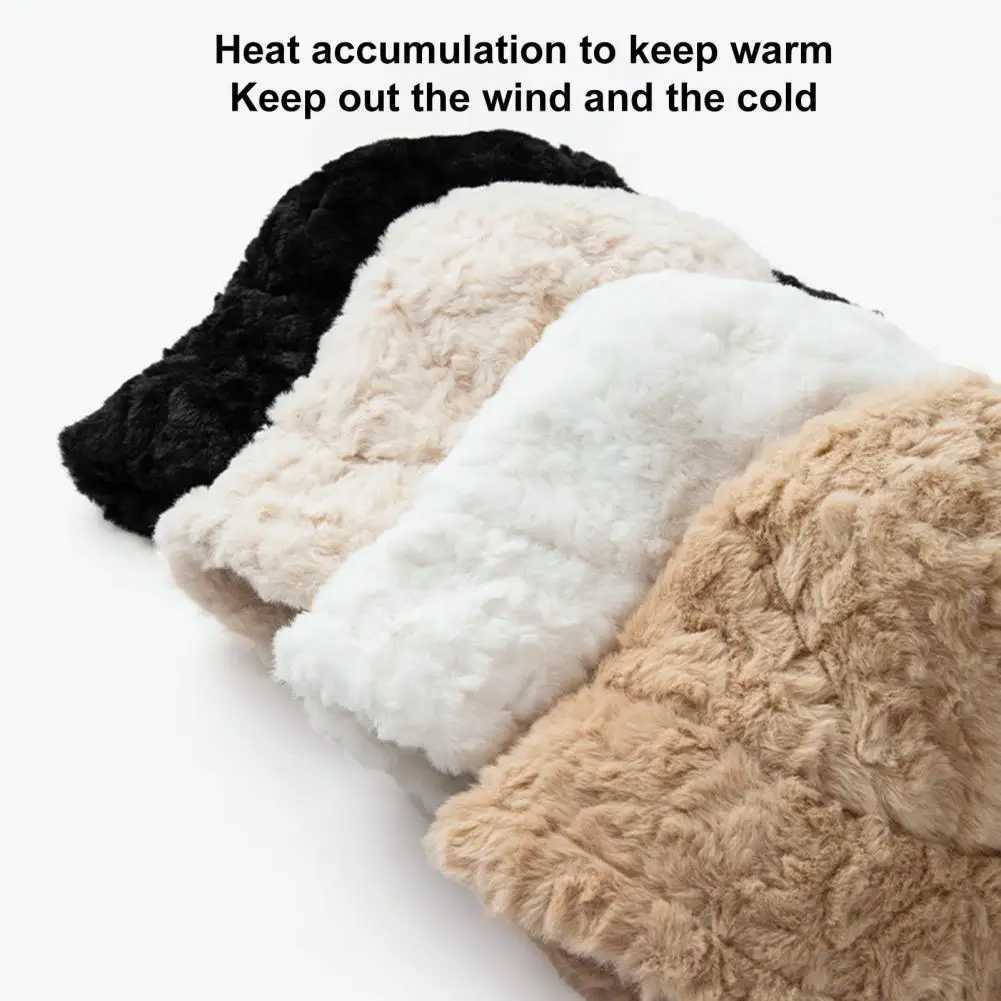 Fishermans hat Warm fishermans hat Wen style winter hat plush windproof womens fishermans hat wide and cold suitable for extra use X241023