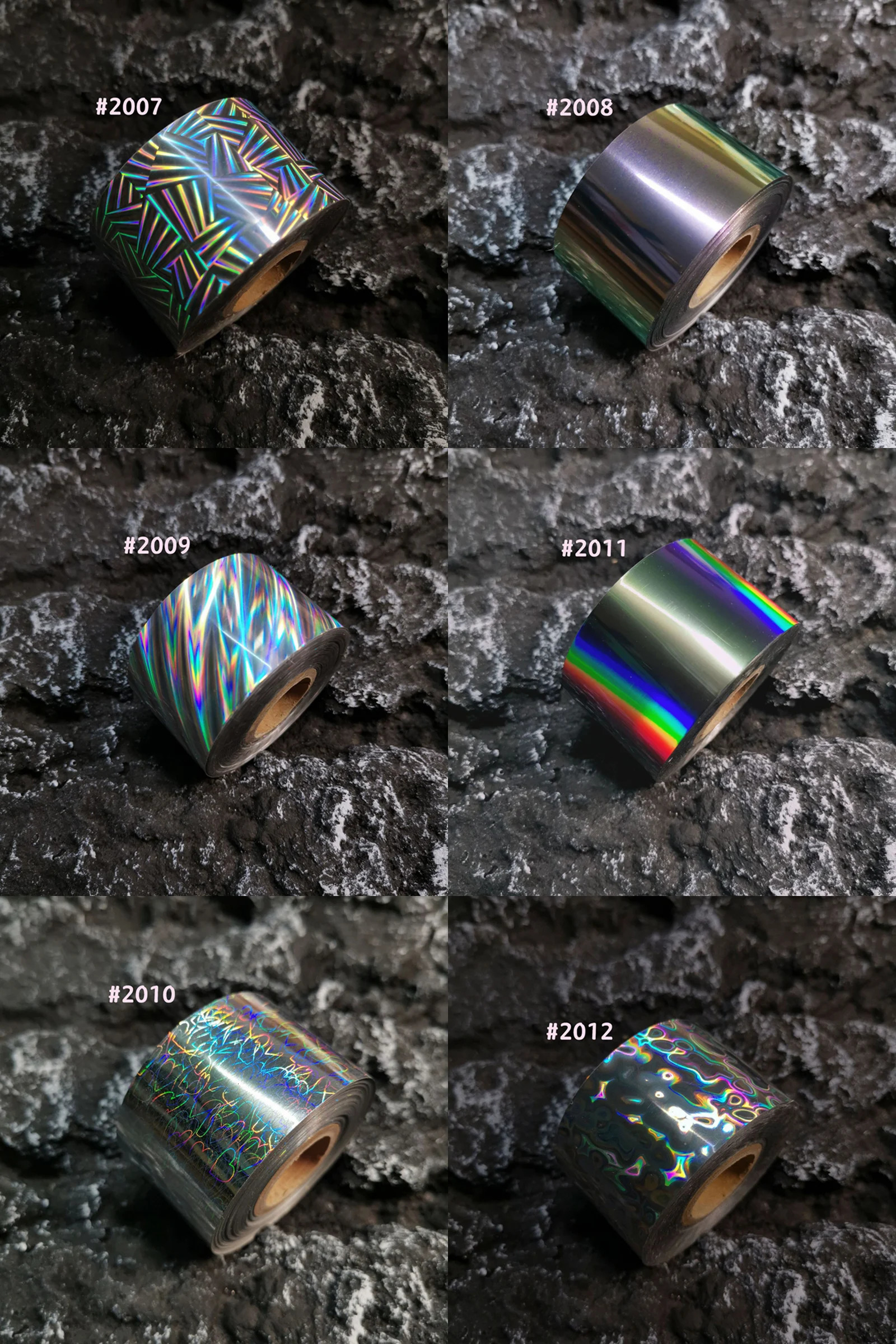 120M/roll laser transparent transfer foil holographic broken glass stamping nail sticker for salons 241024