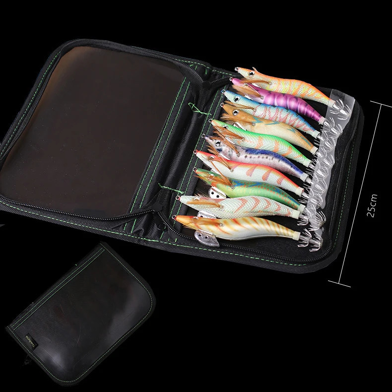 10PCS with Shrimp Bag 3D Printing 25 30 35 Hook Luminous Squid Jig Fishing Wood Lure Cuttlefish Jigs Lures 241024