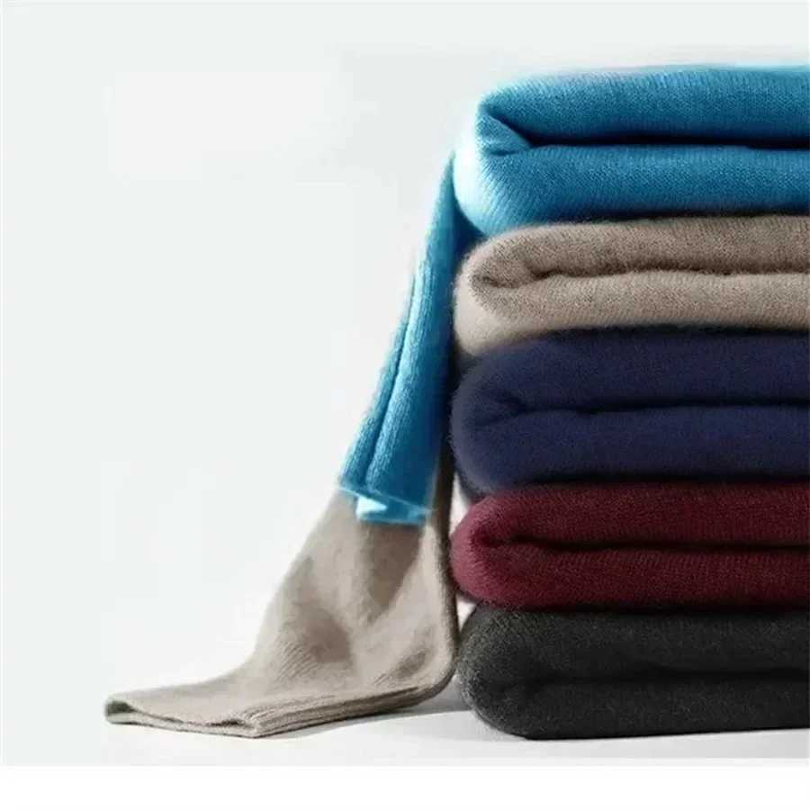 Luxury Brand Mens Mock Collar 100% Pure Woolen Sweater Tops Autumn Winter Cashmere Sweater Pullover Male Warm Knitwear Sweater LX241024