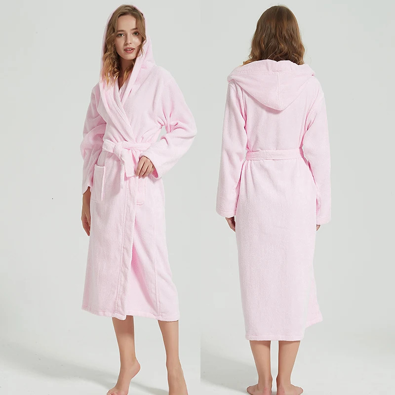 Mens bathroom hooded 100% pure cotton thick warm towel wool cotton dress long bathrobe el spa soft bridesmaid dress 241023