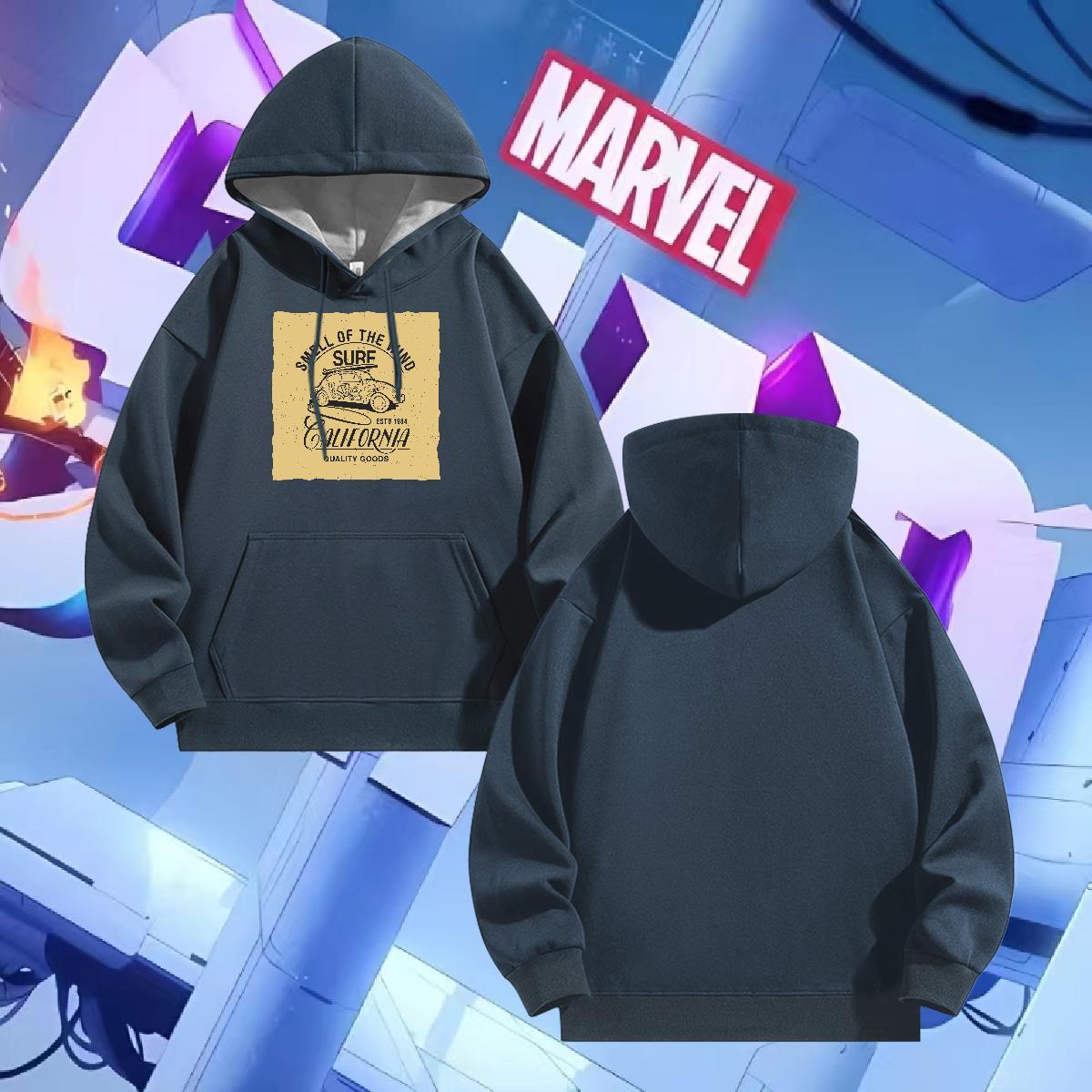 2024 DIY Hoodie For Man Home Outdoor Loose Fit Men's Hooded Sweatshirt Long Sleeve Drawstring DIY Printed Pullover Hoodie Thick Fleece