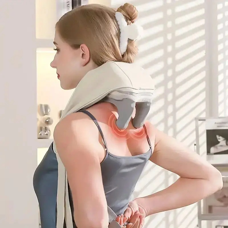 Neck Massager with low Heat Back Shoulder Area Coverage Bionic kneading Wireless Massage 241024