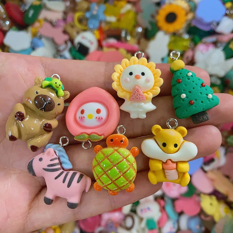 100200300pcs Random Mix Animal Food Resin Charms Bulk Wholesale Coffee Cup Bottle Charm For Earring Phone Chain Diy Jewelry 241023