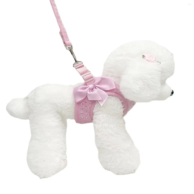 Dog Collars Soft Small Breathable Chest Harness Vest For Decoration - Three Size Options Dogs Pets Collar With Strap Leash