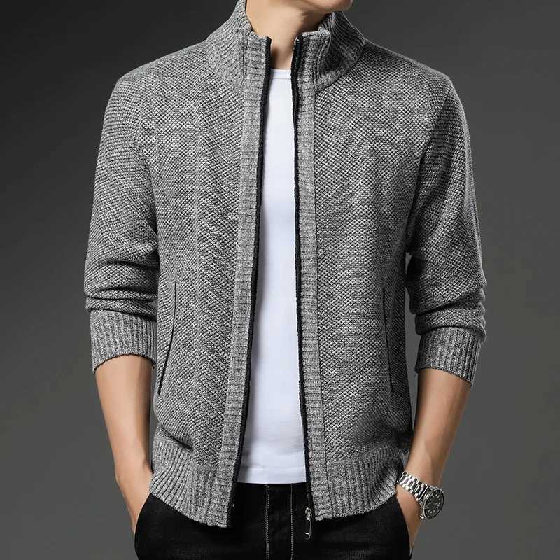 Mens Knit Sweater Spring Autumn Men Cardigan Cable Sweaters Coat Faux Fur Wool Casual Loose Coat Solid Versatile Jacket LX241024