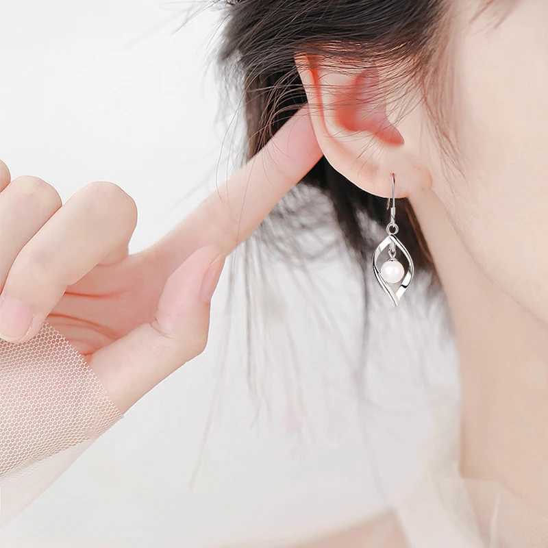 Real 925 sterling silver womens fashion jewelry new hollow pearl pendant earrings XY0027 W241023