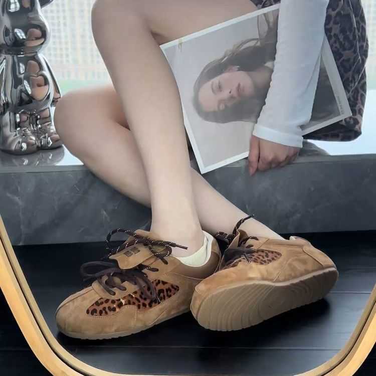 Shoes sneakers clogs design leopard print training shoes for womens autumn new style stylish double lace up board V62H 6b