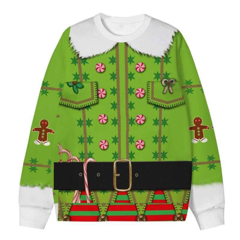 Cross border 2024 new Amazon men's hoodie Christmas 3D round neck creative funny printed top supports customization