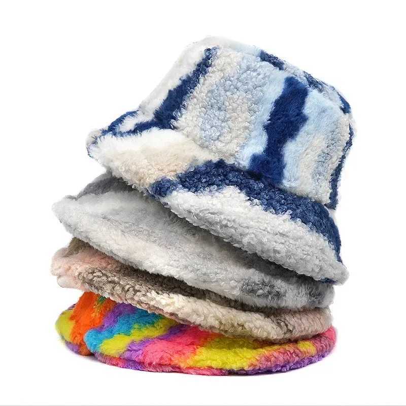 2023 Winter Warm Fur Bucket Hat Warm Mens Outdoor Stay Warm Fluffy Panama Fem Thick Rabbit Hair Windproof Fishermans Hat X241023