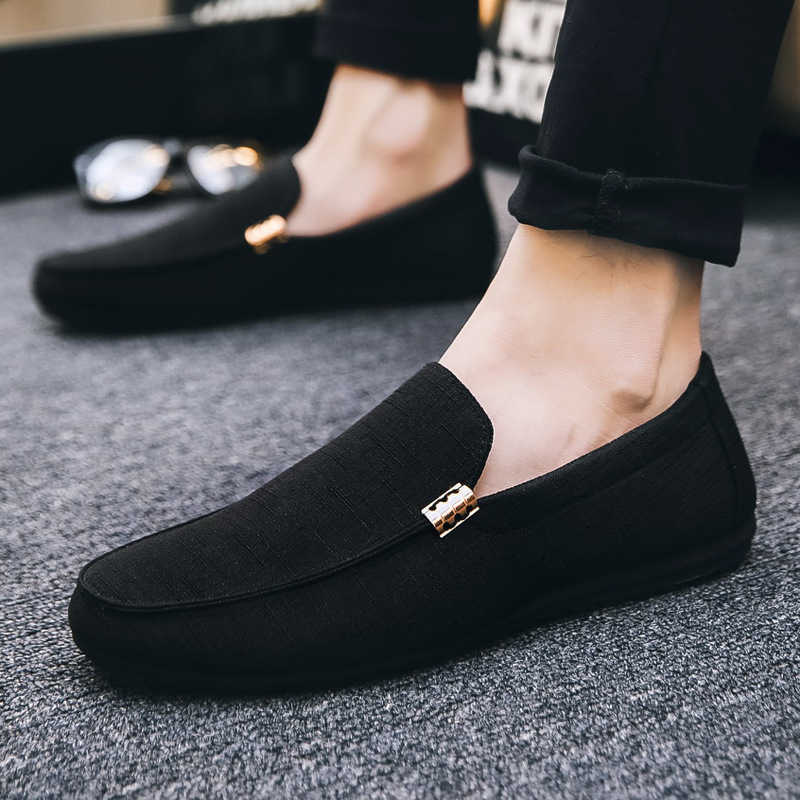 Men Dress Shoes Summer Cloth Shoes Bean Shoes Mens Casual Shoes Korean Edition Trendy One Step Canvas Shoes Mens Shoes 241009