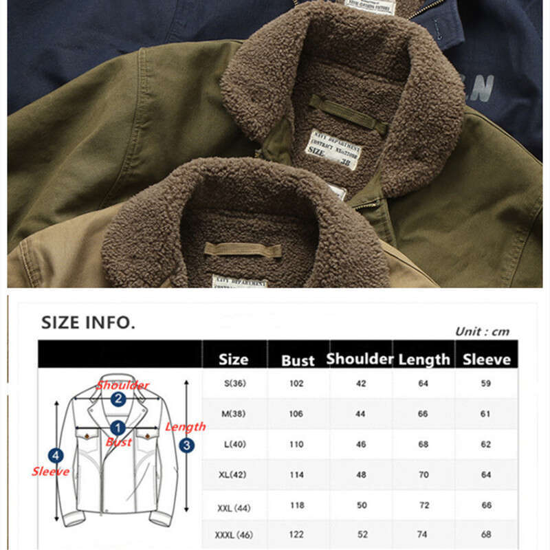 Winter American Style Work N1 Deck Cotton Padded Coat Outdoor Sport Climbing Hiking Thickened Plush Tops Men's Cashmere Jacket