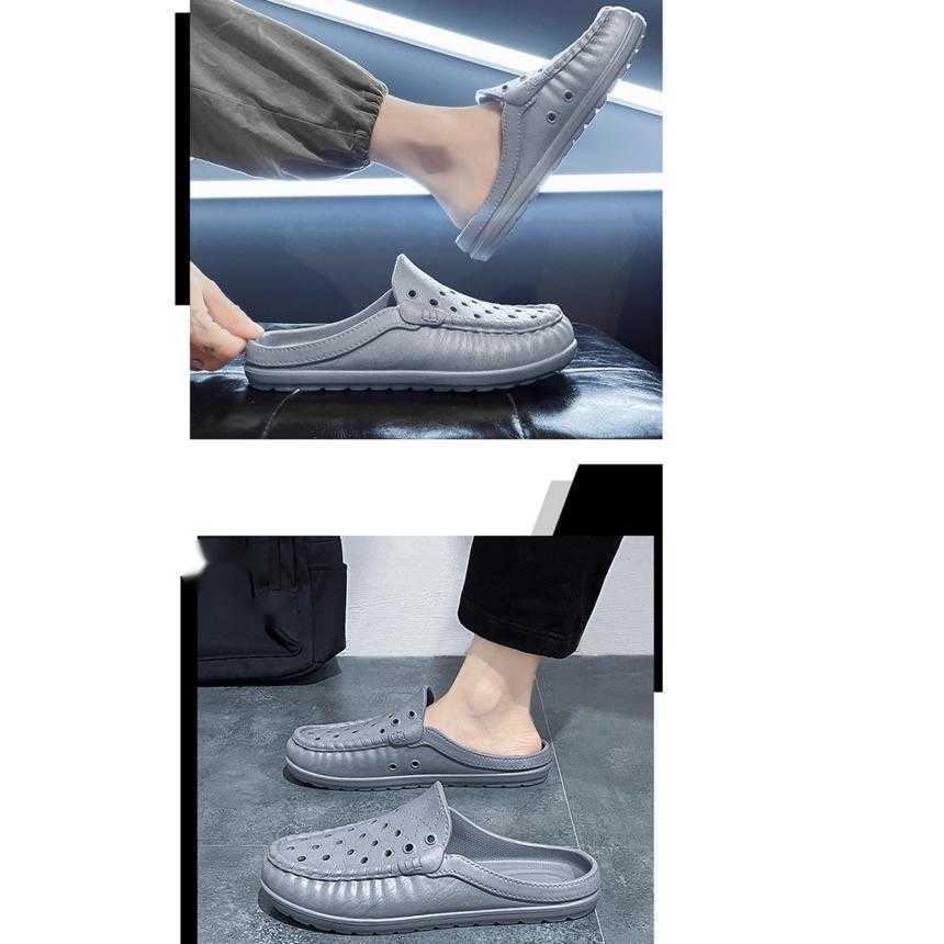 Men Dress Shoes Half Slipper Mens Summer Breathable New Exterior Soft Soled Anti Slip Beach Sandals Mens Hooded Sandals 241009