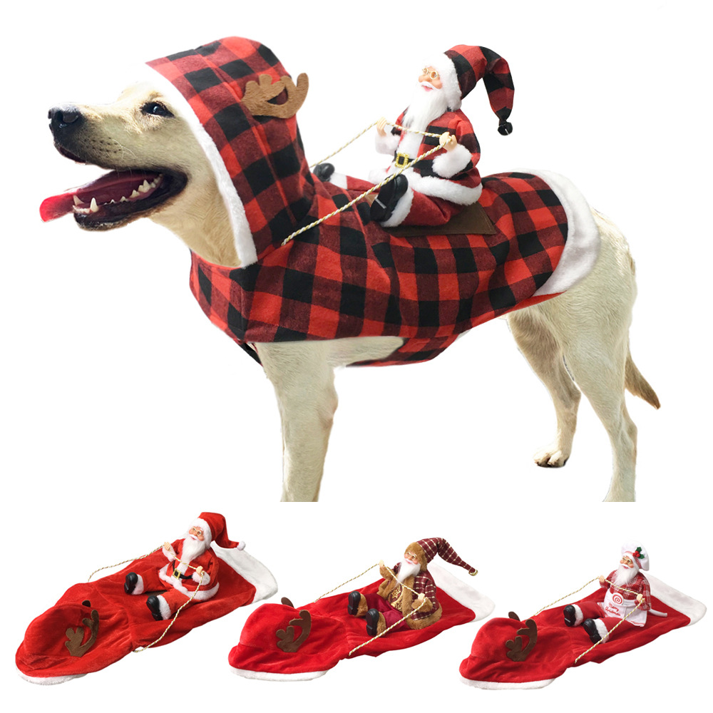 Santa Claus Ski Riding Clothing Warm and Frost Proof Pet Christmas Supplies Free shipping