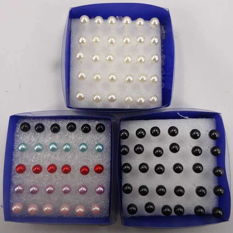 15 pairs of smallest Korean version resin balls imitating pearl earrings W241023