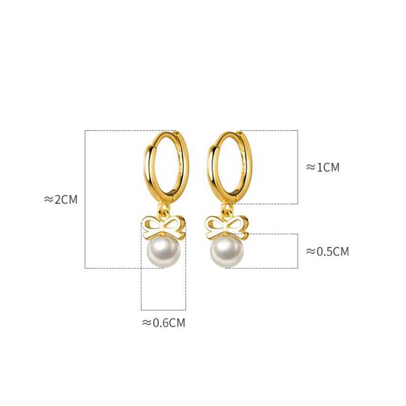 WANTME 925 sterling silver cute butterfly synthetic pearl pendant earrings fashionable charm gold-plated embrace jewelry for women W241023