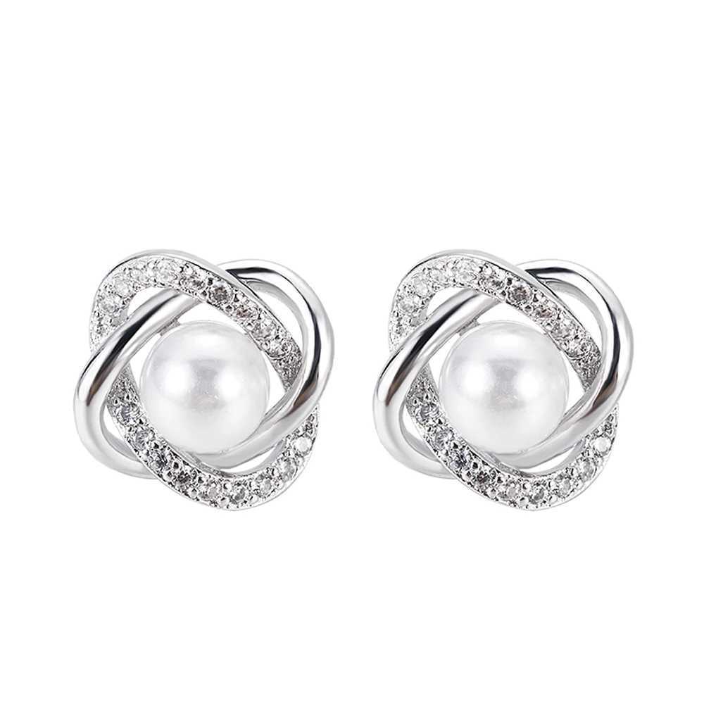 Huitan white imitation pearl earrings are suitable for elegant brides weddings engagements party decorations sparkling CZ luxury jewelry W241023