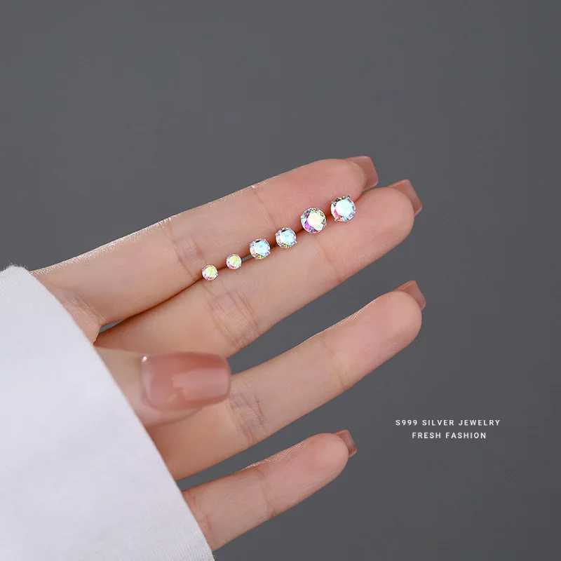SOFTPIG Real 925 Sterling Silver 3/4/5MM Illusionary Round Zircon Bead Mini Stud Earrings for Women Fine Jewelry AccessoriesX241023