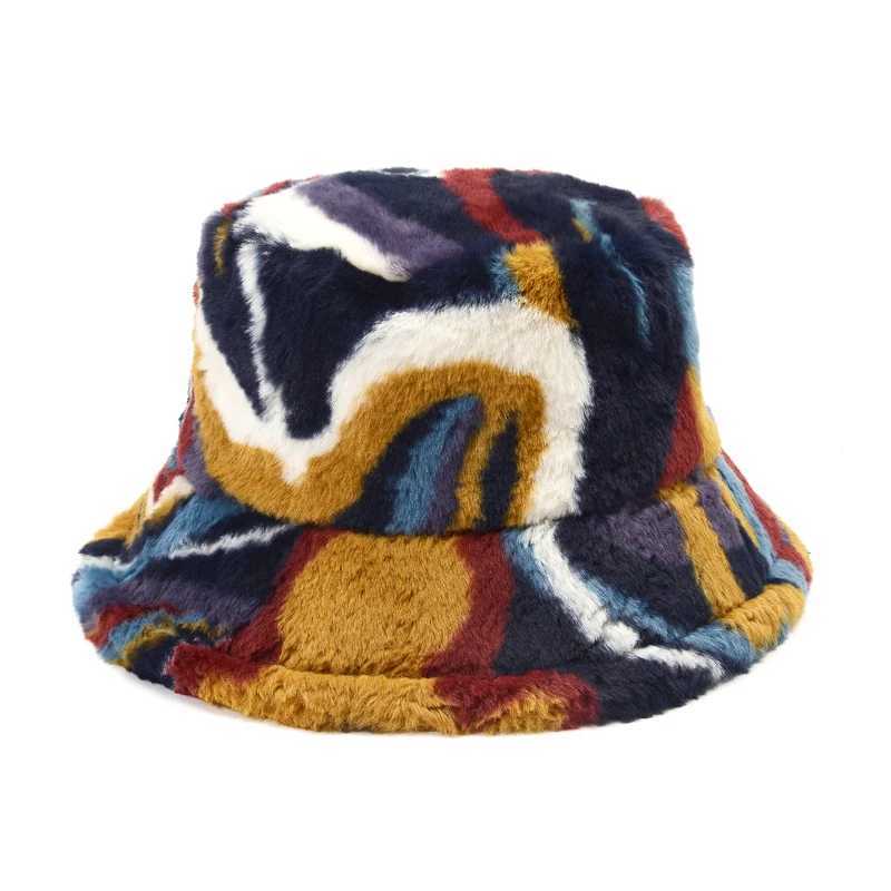 In autumn and winter Korean made fur warm bucket hat warm fashion soft velvet wide brown fisherman hat womens outdoor fur hat X241023