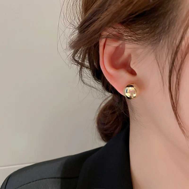 Gold Color Simple Round Ball Small Stud Earrings for Baby Women Girls Fashion Piercing Jewelry WholesaleX241023