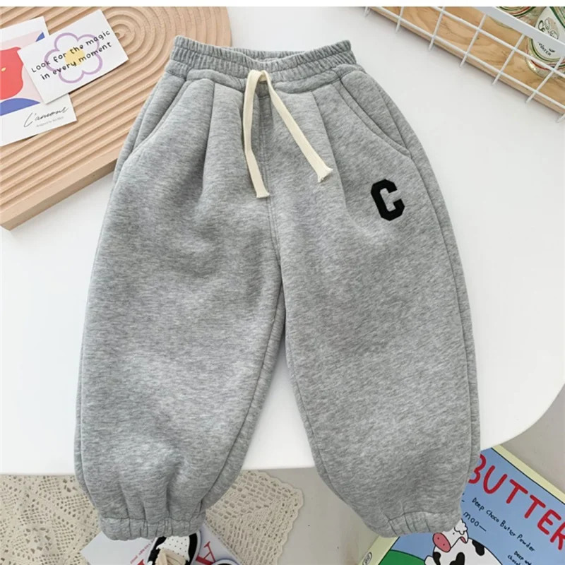 Boys casual thick pants winter childrens aprons warm pants childrens pants clothing wool cotton leg mens pants 2-8 years old 241024