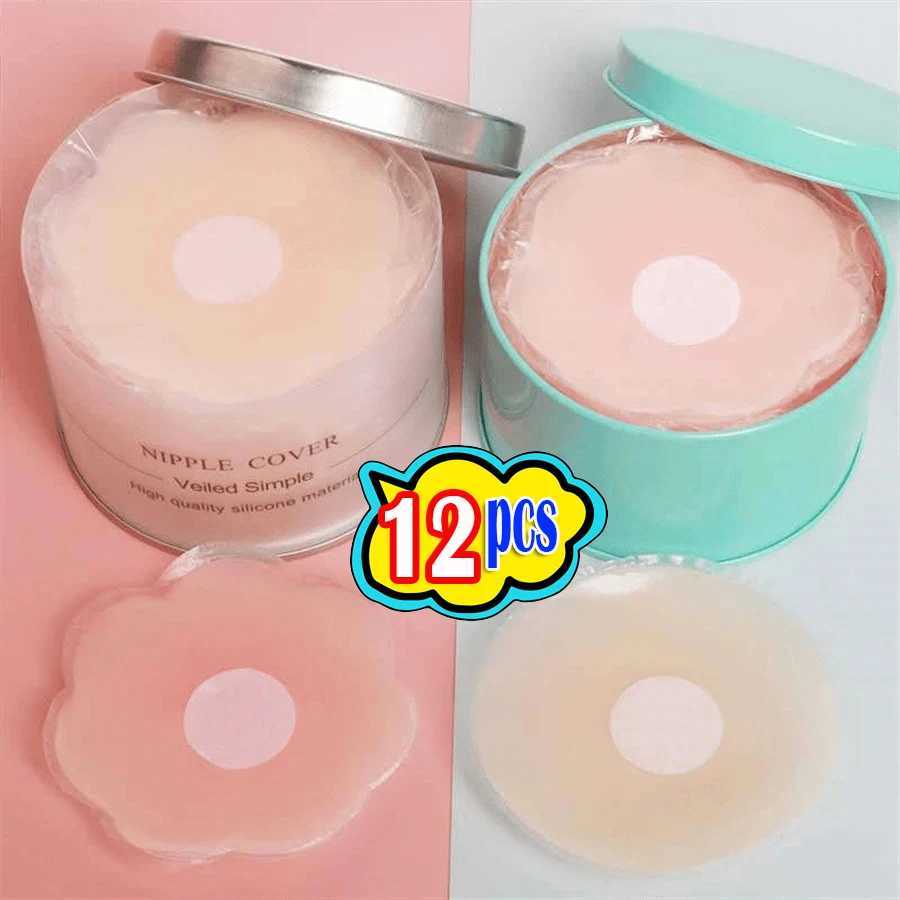 12pcs Invisible Silicone Nipple Covers Reusable Women Breast Petals Lift Bra Pasties Bra Padding Sticker Patch Adhesive PadsXJ241024