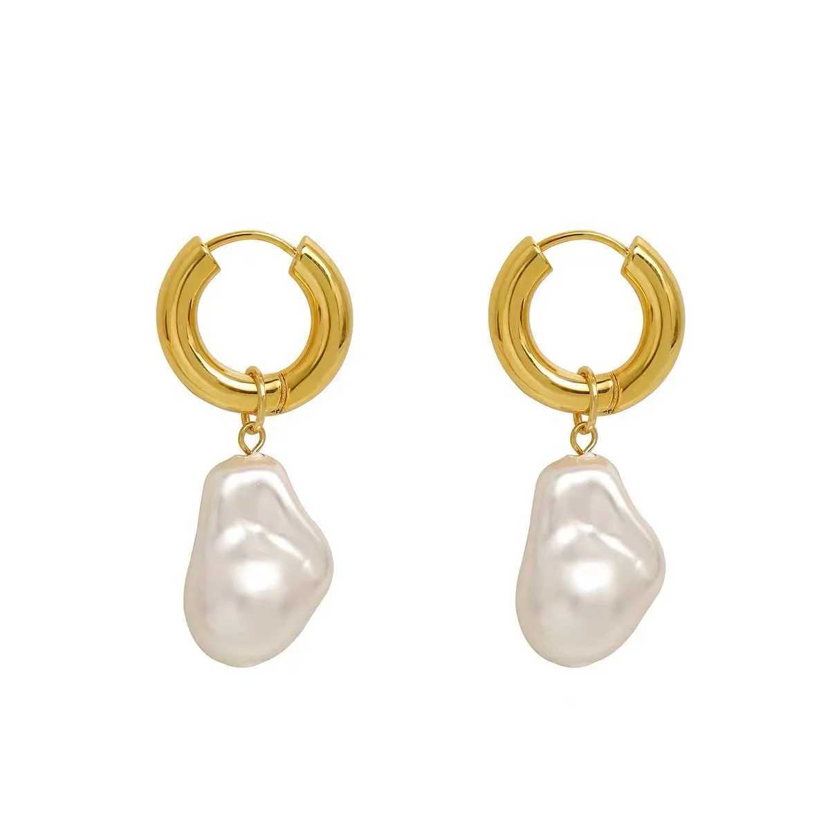 Round pendant earrings new retro Baroque pearl earrings golden round earrings feminine elegance jewelry party gifts W241023