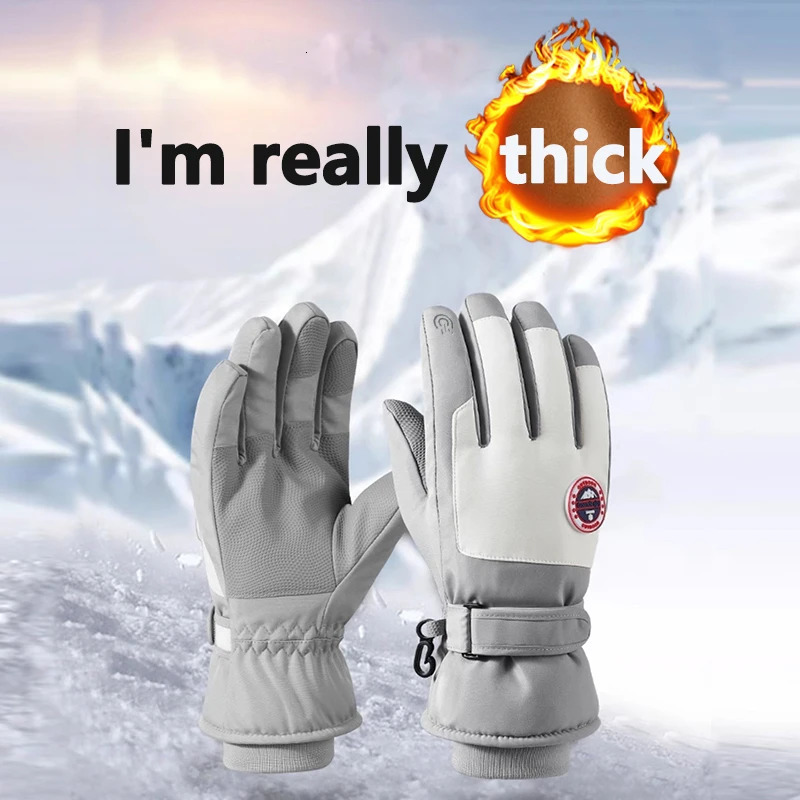 Winter couple ski gloves Thick warm Adjustable close nonslip touch screen Outdoor riding waterproof and cold 241024