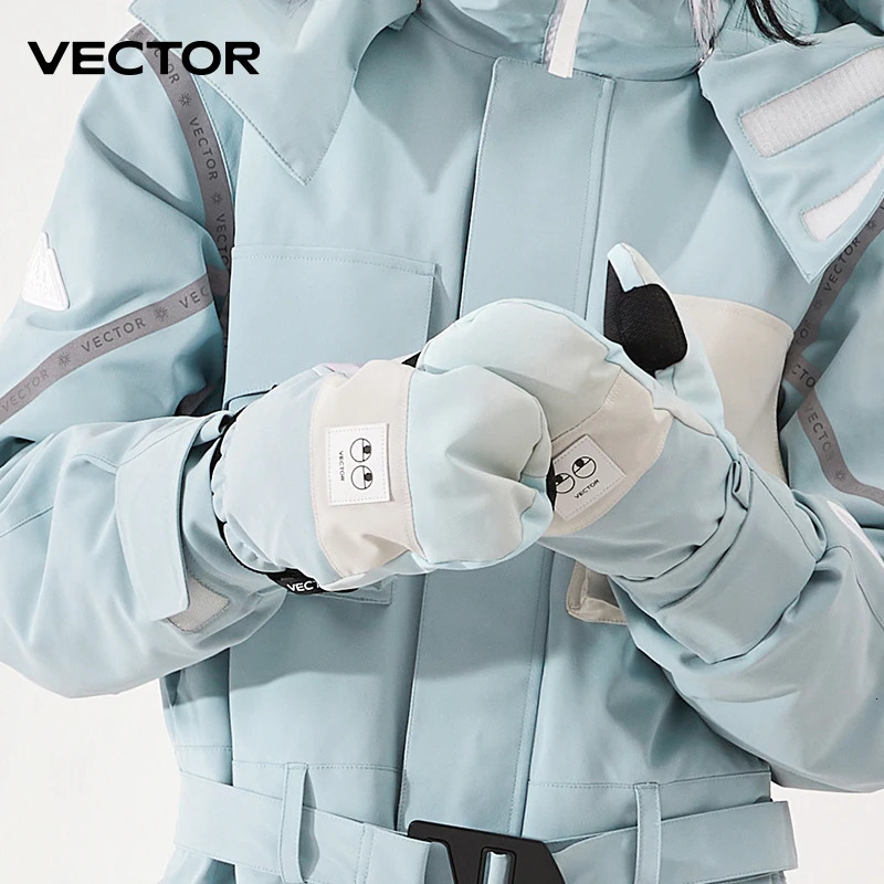 VECTOR Women Professional Five Finger Ski Gloves Ultralight Thicken Warm Winter Fleece Mitten Waterproof Snowboard 241024