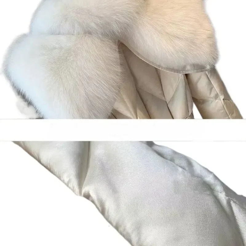 high-end down jacket womens imported fox fur shawl collar down jacket long fashionable warm slim fit fashionable jacket 241023