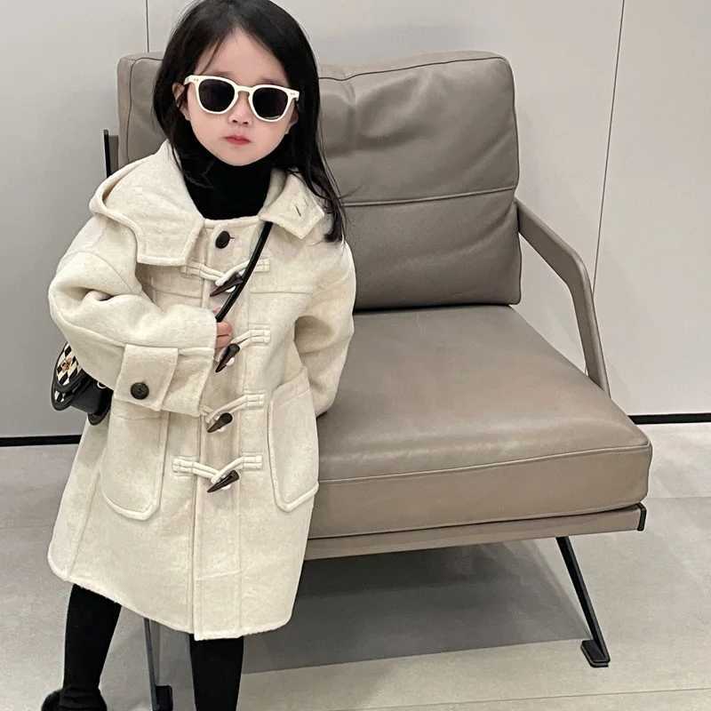 Wool boys and girls loose jacket autumn new Korean button up hoodie wool fabric coat trend 2024 fashion W241023