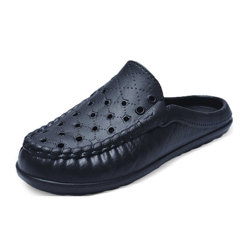Men Dress Shoes Half Slipper Mens Summer Breathable New Exterior Soft Soled Anti Slip Beach Sandals Mens Hooded Sandals 241009