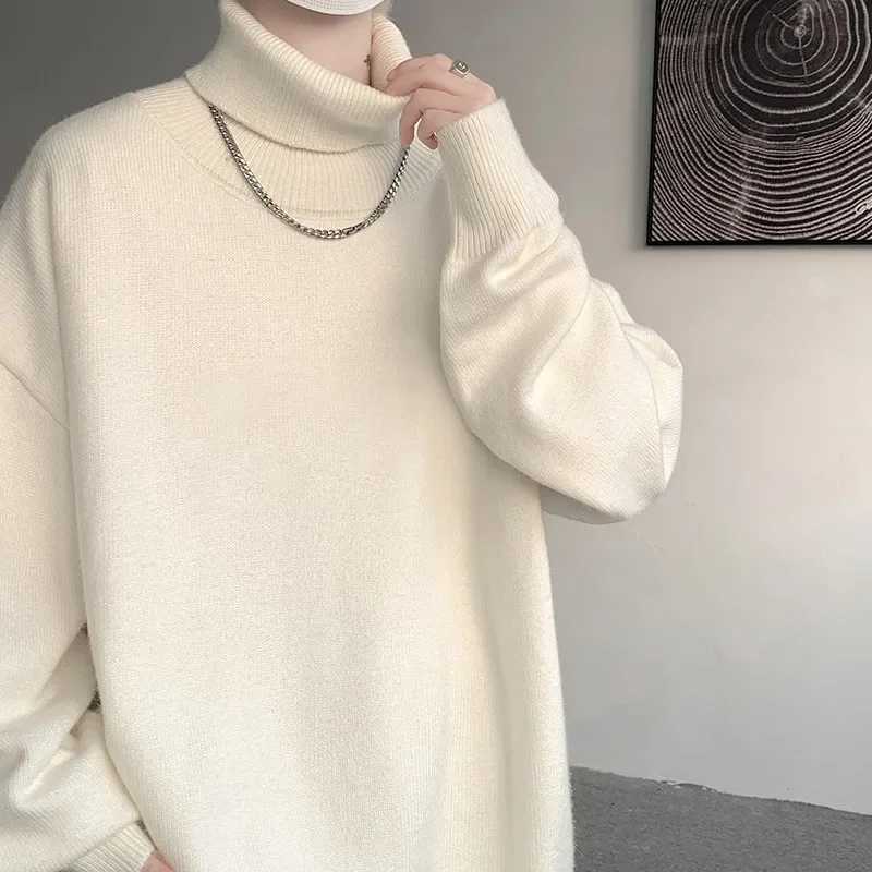plus size Mens turtle Neck Sweater Idle Style White Knit Inner Autumn Winter New Trendy Brand Cashmere Pullover 8XL 7XL 6XL 5XL LX241024