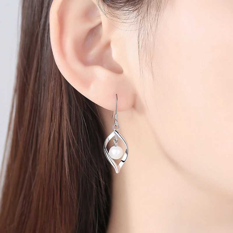 Real 925 sterling silver womens fashion jewelry new hollow pearl pendant earrings XY0027 W241023