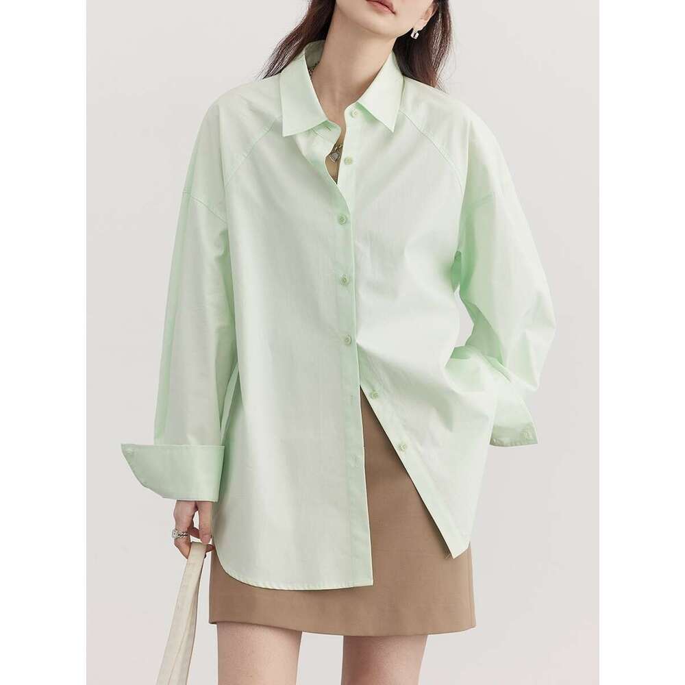 CHIC VEN Women Shirt Solid Long Sleeve Loose New Casual Lapel Female Blouses Single Breasted Mid Length Tops Spring Summer 2024