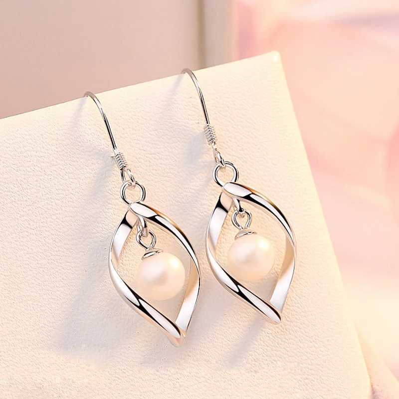 Real 925 sterling silver womens fashion jewelry new hollow pearl pendant earrings XY0027 W241023