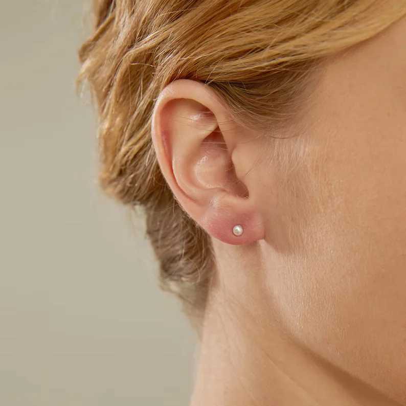 3mm Teeny Tiny Pearl Earrings in Sterling SilverTiny Freshwater Pearl Stud EarringsSmall Pearl StudsBaby Pearl Stud EarringsX241023