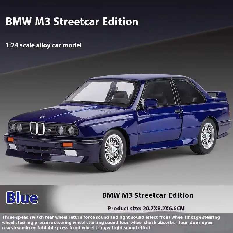 1 24 BMW M3 E30 1988 Super Car Alloy Model Car Toy Die Casting Metal Sound and Light Car Toy X250402