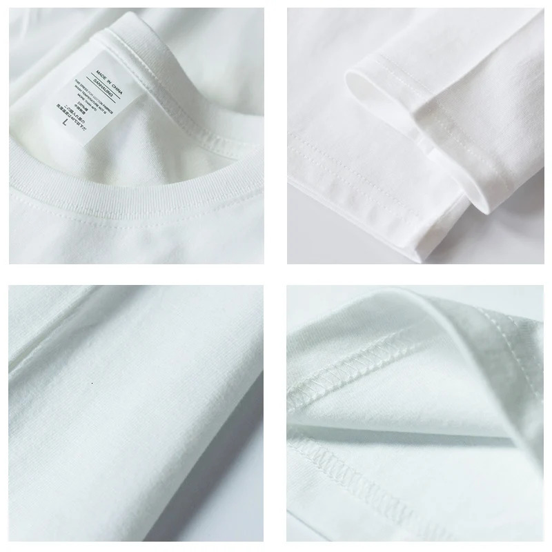 Autumn 100% pure cotton white black T-shirt mens waist O-neck basic long sleeved Harajuku top S-3XL 241024