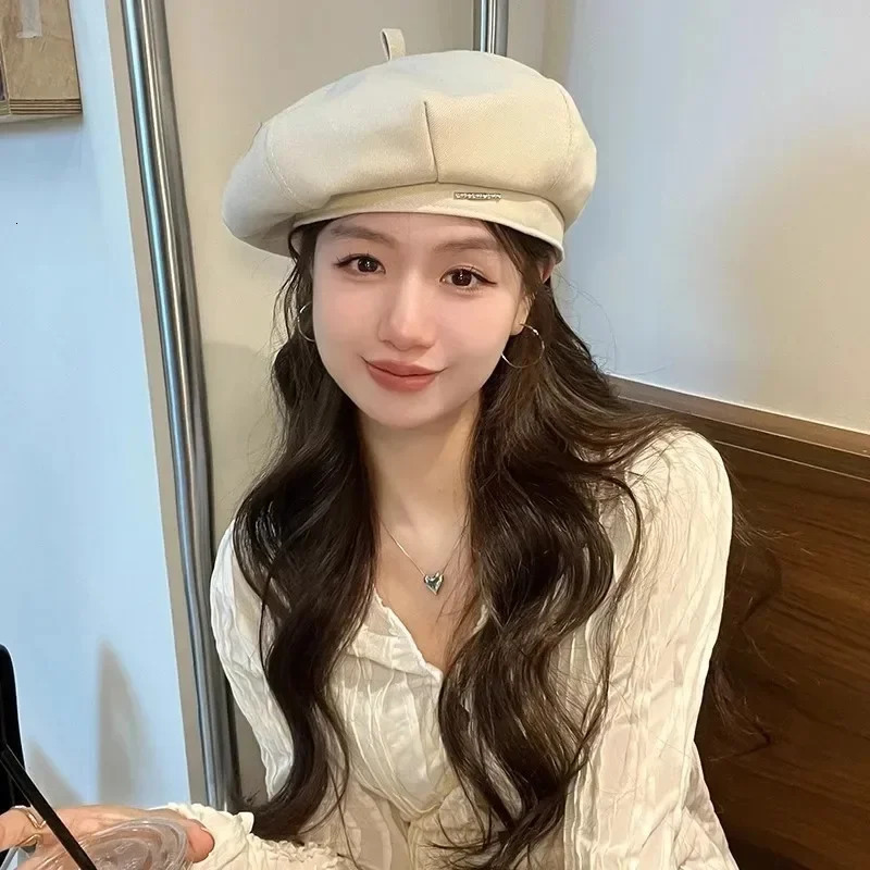 Korean Classic Premium Feel Black Beret Spring Autumn Thin Solid Color INS Trendy Versatile Painter Hat Simple Caps for Women 241010