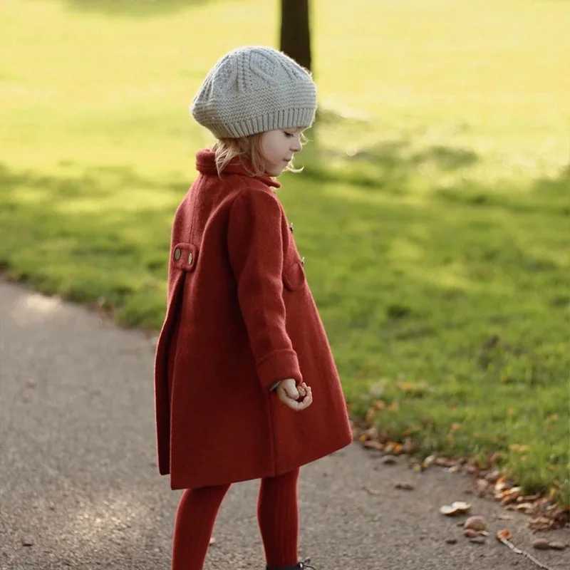 Womens cashmere coarse woolen coat for autumn and winter 2023 new double-sided wool coat cotton warm long womens coat childrens clothing W241023