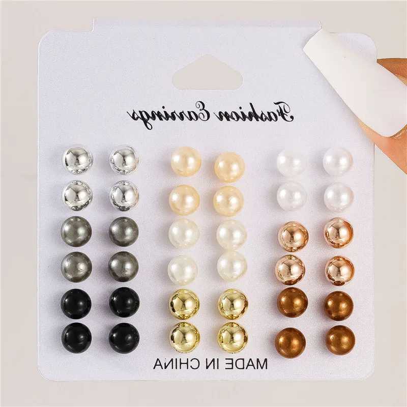 18 pairs/set of womens pearl earrings set 2024 new color stud earrings womens jewelry gift W241023