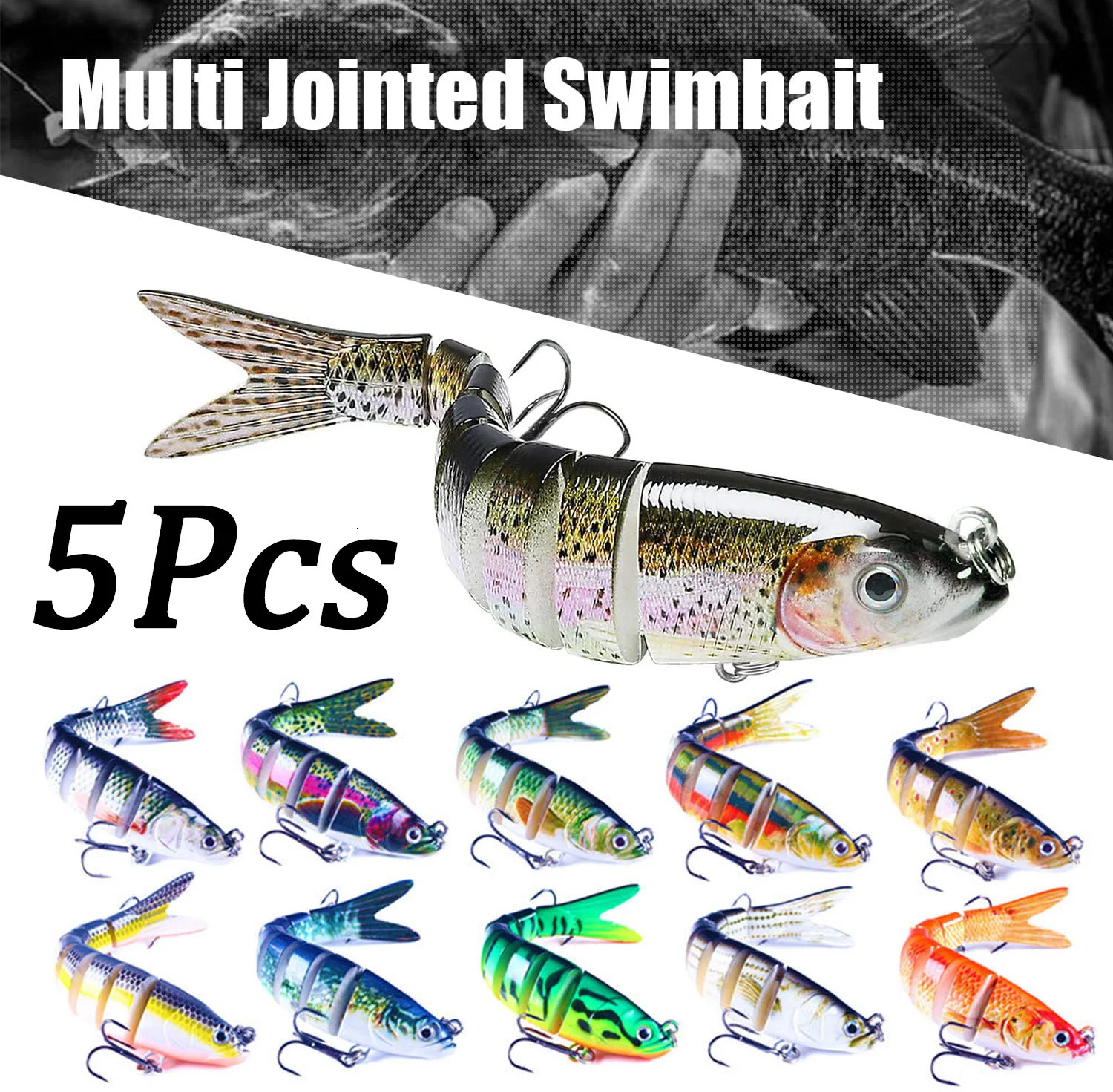 Multi Jointed Fishing Lure Slow Sinking Bionic Segmented Bait 10cm124g Wobble Tackle for Freshwater Saltwater Pesca 531Pcs 241024